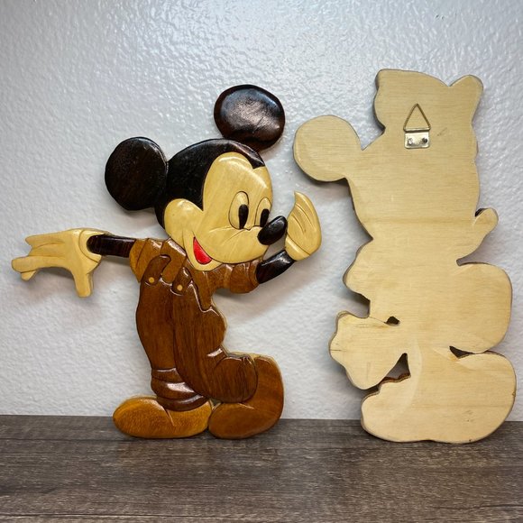 Vintage Disney Mickey N Minnie Mouse Hello Wall Hanging Wood Art Sculpture - Picture 3 of 12
